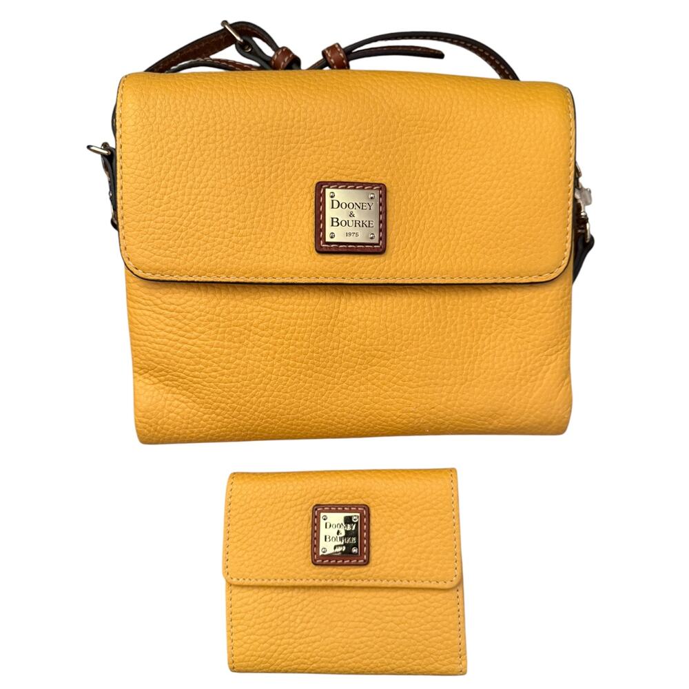 Dooney & Bourke Yellow All Weather Leather Crossbody & Matching Wallet